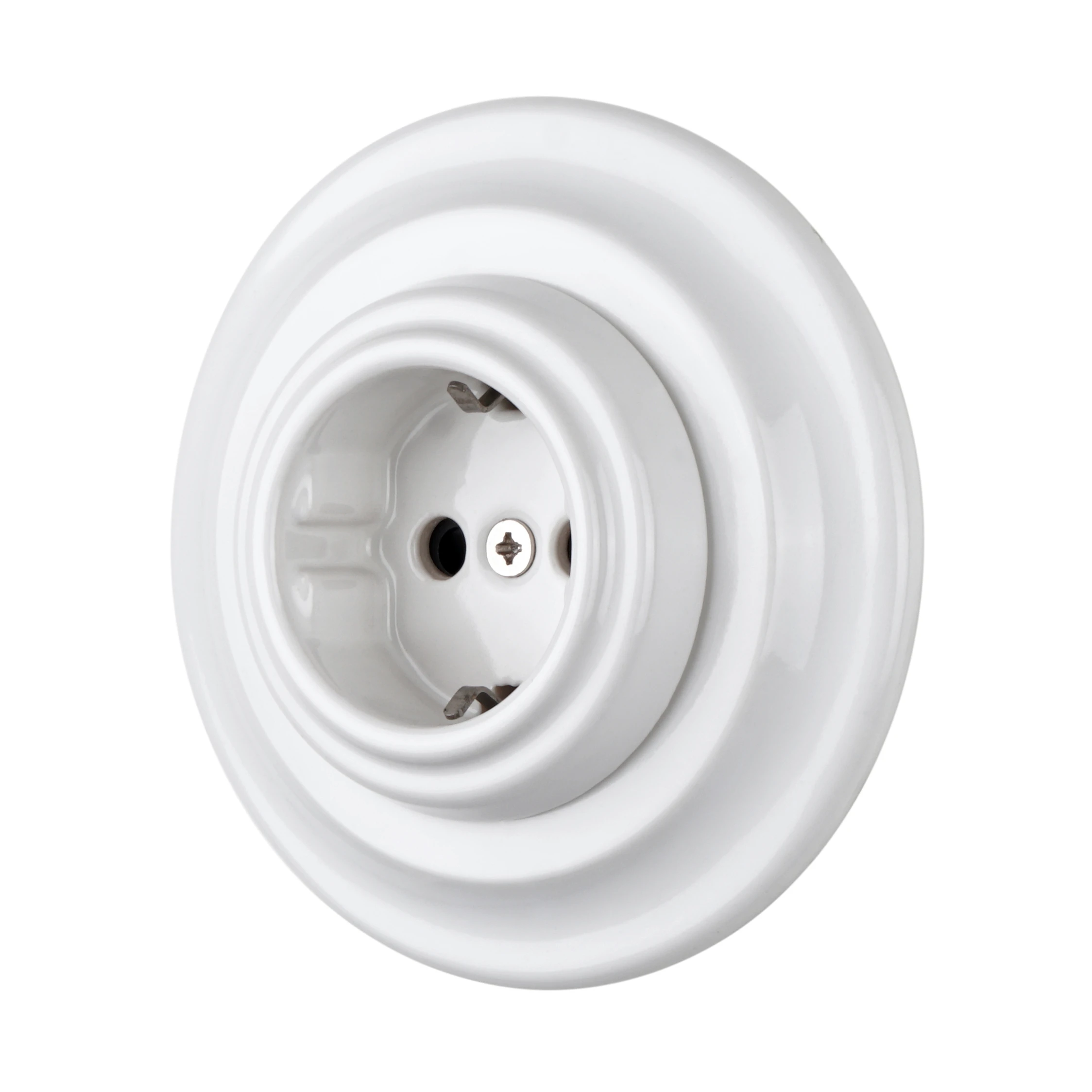 IP 20 Ceramic Retro Socket EU Standard Electrical Wall Socket Germany Schuko Electric Socket with Child Proof for German, Turkey