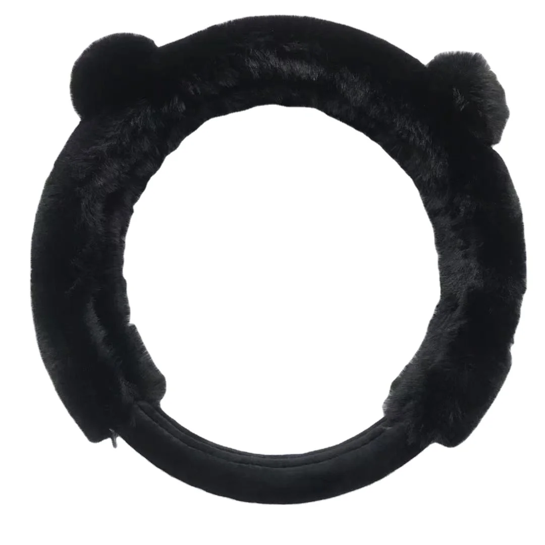 Cute Pattern Plush Material Warmth Hand Feeling Car Steering Wheel Cover