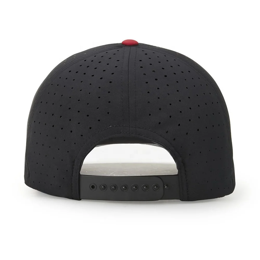 Wholesale Laser cut holes blank perforated quick dry custom PVC patch sports trucker hat waterproof 6 panel golf baseball cap