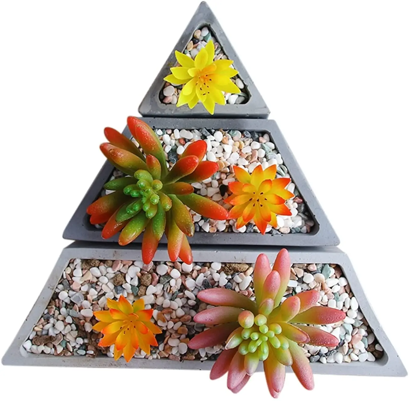 Gypsum cement clay moulds Triangle big planter mold silicone concrete