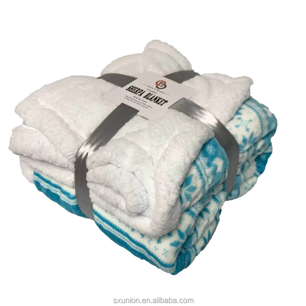 Fuzzy Soft Thick Plush Print Flannel Micro Mink Sherpa Christmas Fleece Throw and Blanket