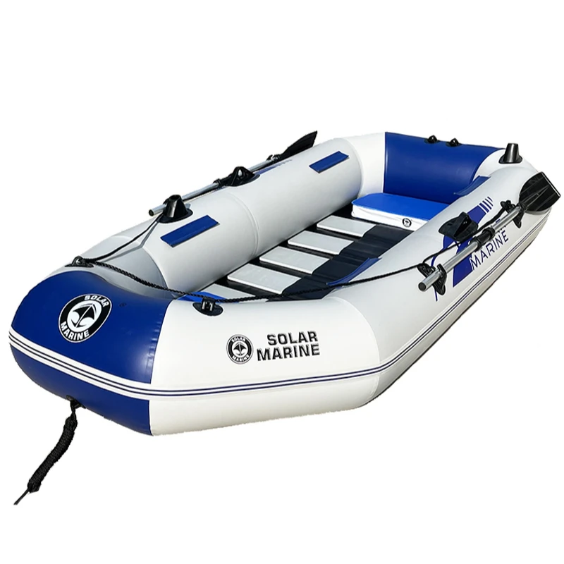 3 Person 2.6M PVC Inflatable Fishing Boat Rowing Kayak with Wooden Floor and All Accessories