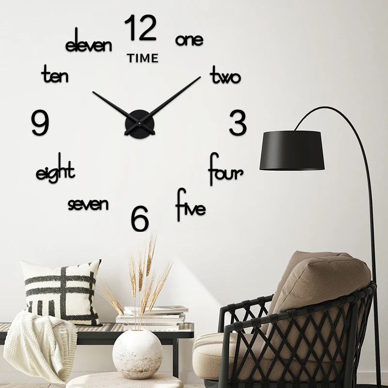 Modern Wall Clock Sticker Fashion Watches 3D Large Sticker Modern Wall Clocks
