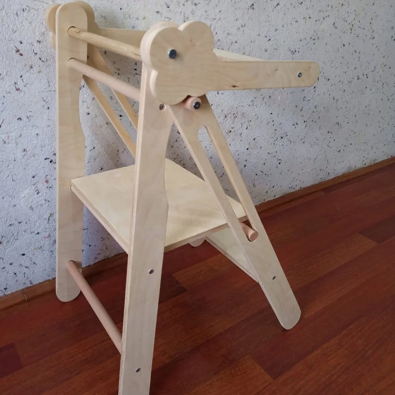 Wooden Montessori Folding Kitchen Helper Tower Kitchen Step Stool Toddler Safety Stool Adjustable Learning Tower For Toddlers