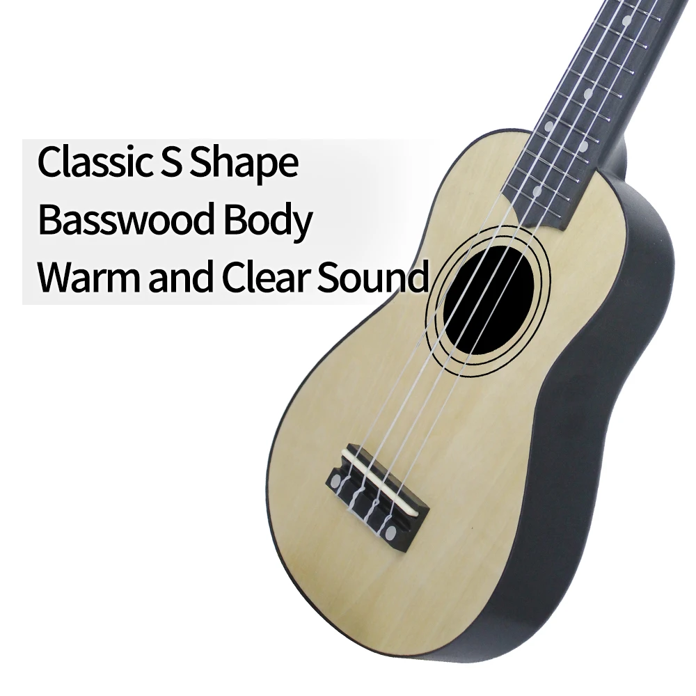 21 Inch Plastic Ukulele 4 Strings Ukulele Bass Guitar for Kids Gift Musical Instrument Wood Color