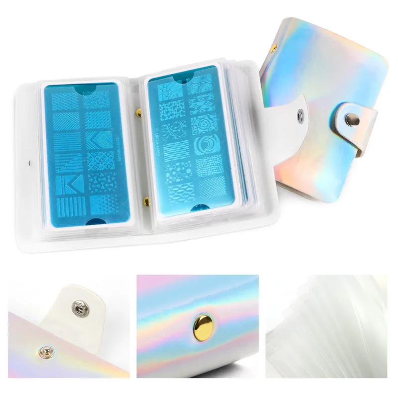 Factory selling Laser snake pattern nail art stamping plate bag 4 design plate bag