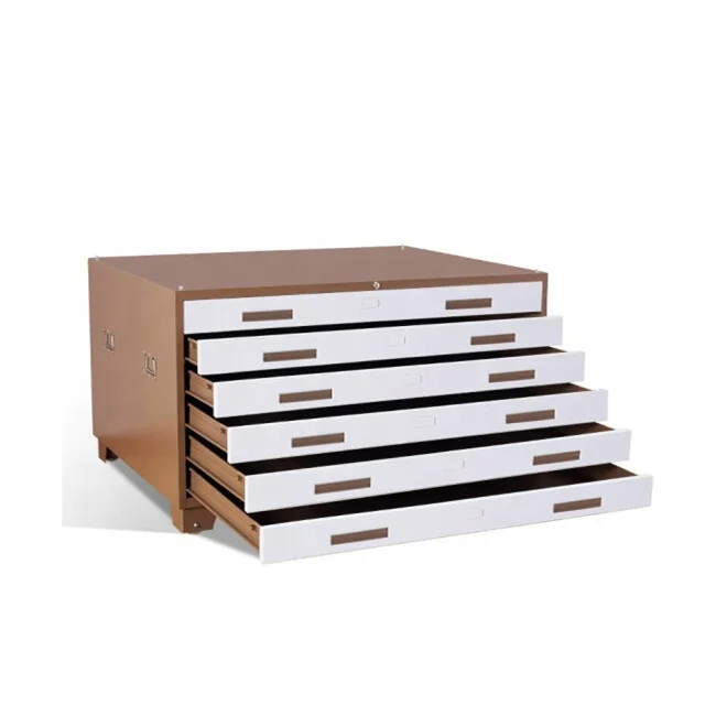Drawing flat file cabinet a0 paper storage steel cabinet with drawer a1 art paper map per section storage cabinet metallic