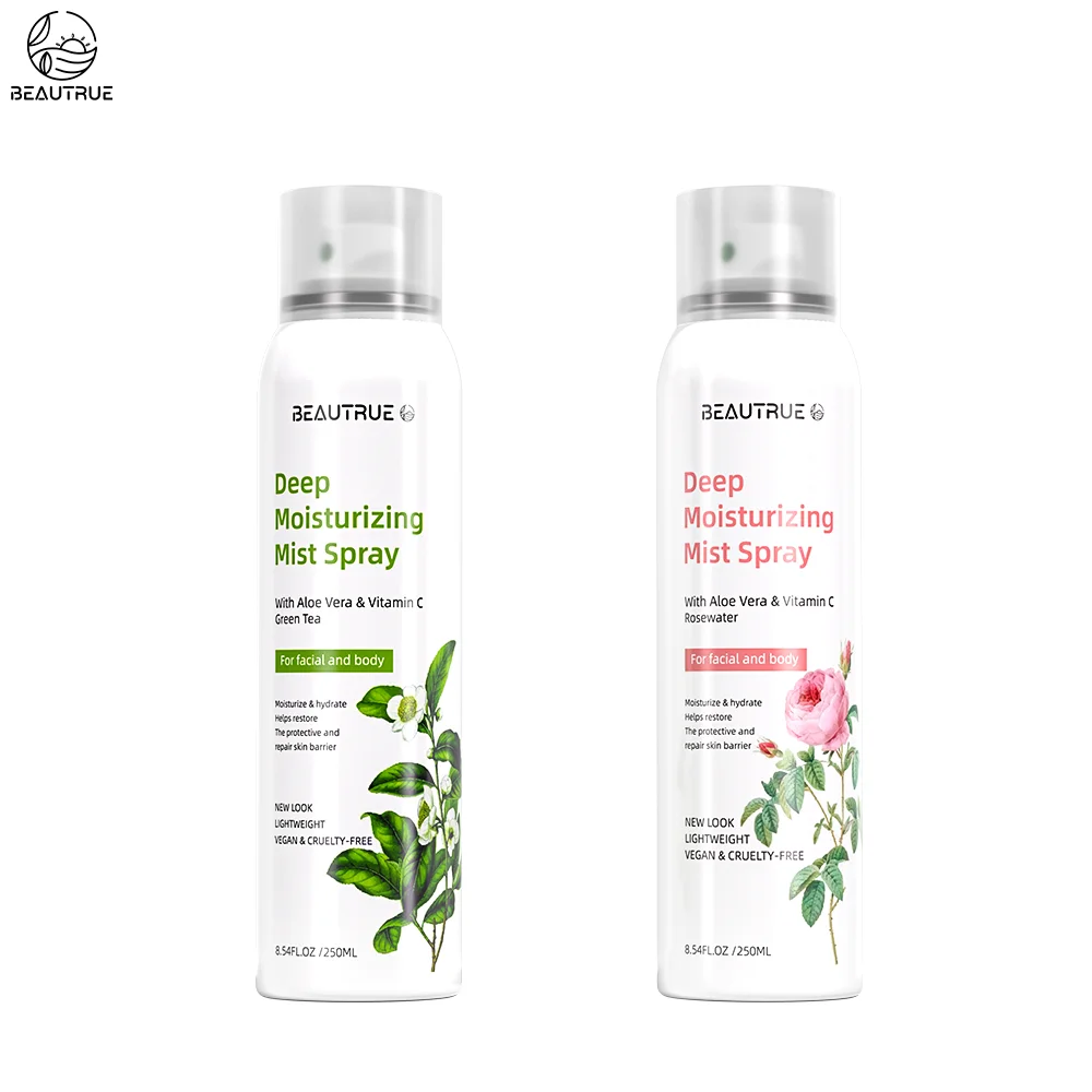 Factory Custom 250mL Natural Rosewater Green Tea & VC Moisturizing Spray For Face And Body Aloe Vera Vegan Hydrating Mist Spray