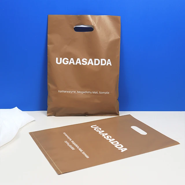 Factory Manufacturer Custom Eco Friendly Supermarket Carry Merchandise Punch Gift Shopping Handle Plastic Die Cut Bag