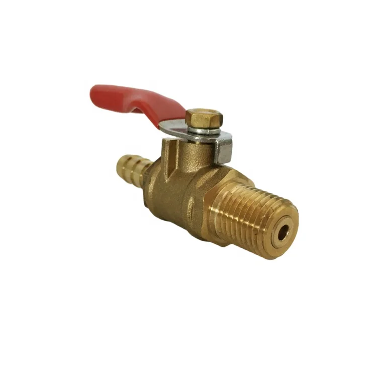 Латунный газовый запорный клапан с бородкой и наружной резьбой обратным клапаном