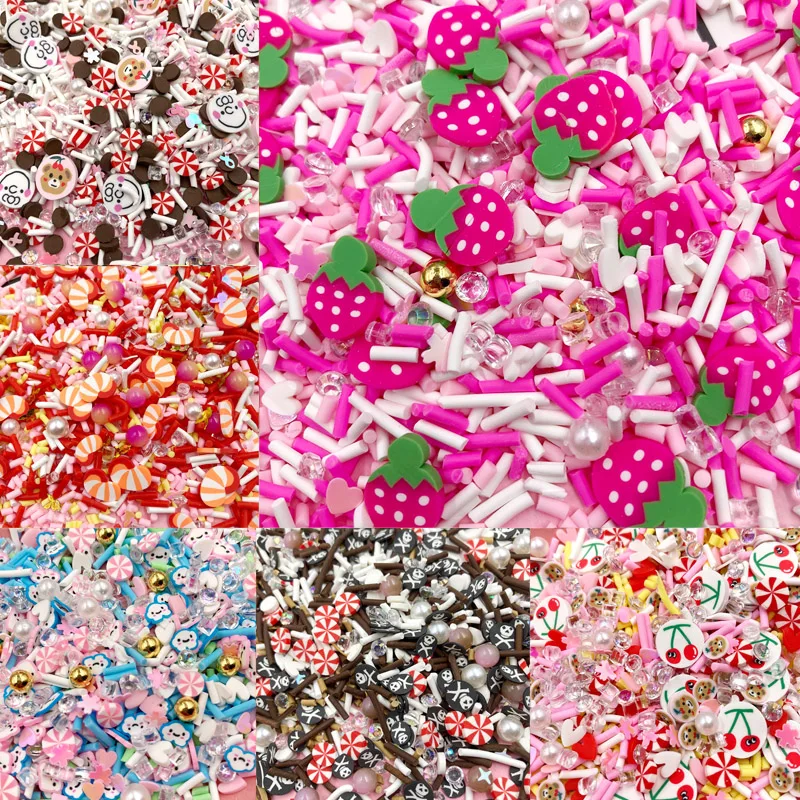 1kg Mixed Polymer Clay Fruit Cartoon Anime Slices Sprinkles For Crafs DIY Making Nail Art Decoration Slime Material Accessories