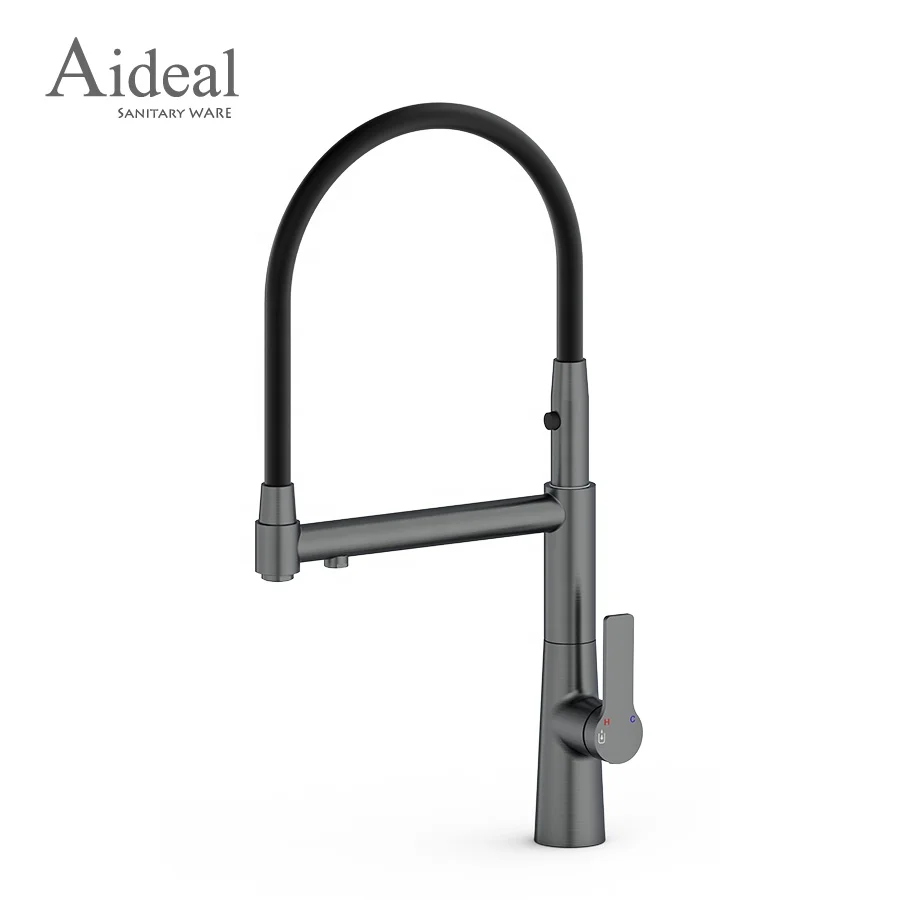 Novelty high quality durable copper material deck mount two way pull out kitchen sink mixer tap
