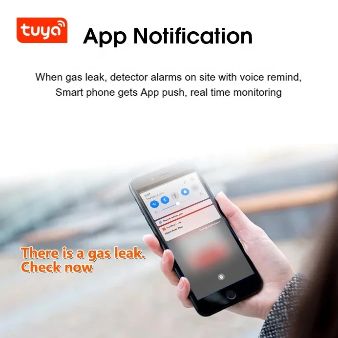 High Stability Tuya WiFi Gas Alarm Detector Household Smart Gas Leak Detector For Home