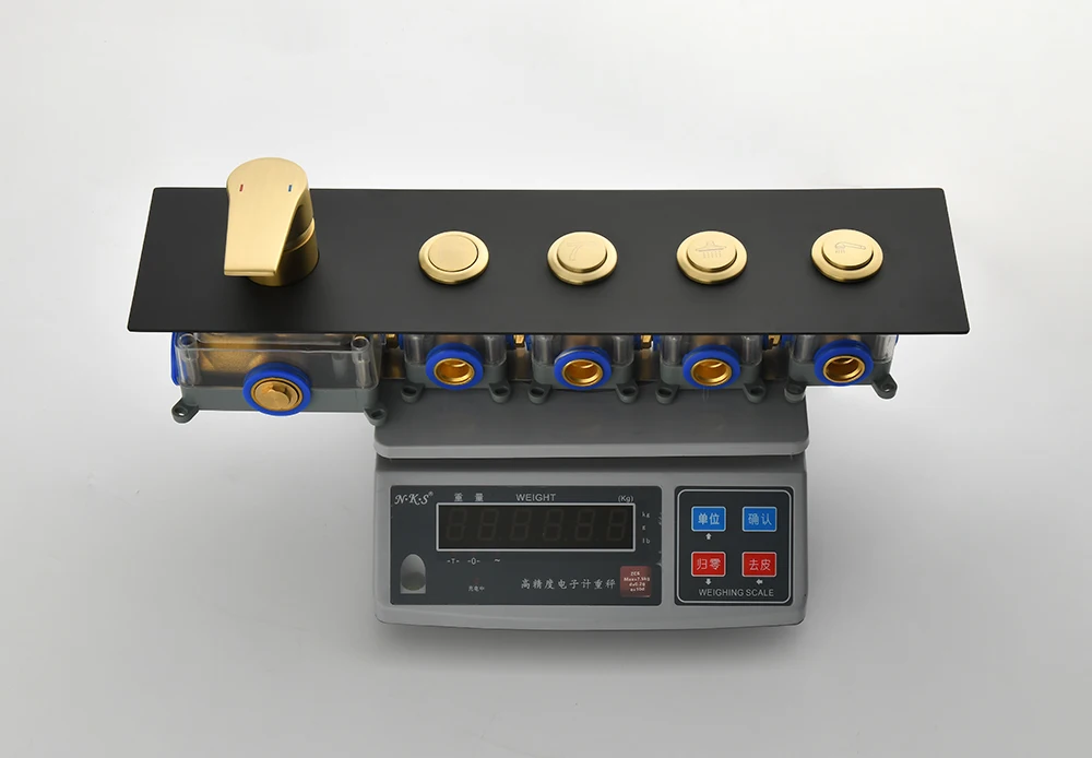 Hot and Cold Black plus gold Concealed Bath Shower 4 way diverter valve faucet mixer switch brass valve body