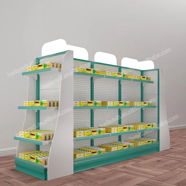 HEDA wooden/metal medicine body care showcase gondola shelving pharmacy furniture