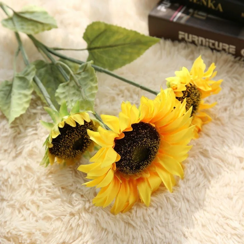 Hot sale high simulation giant yellow sunflower artificial flowers for cemetery