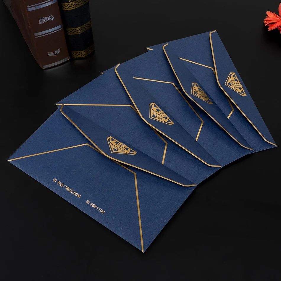 Company envelope matte black paper logo hot foil A6 size customized size printed card holder