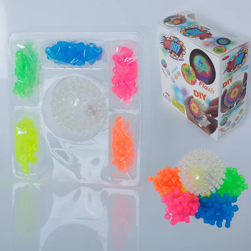 New creative TPR DIY flashing bouncy ball novelty assembled toy set for kids gifts