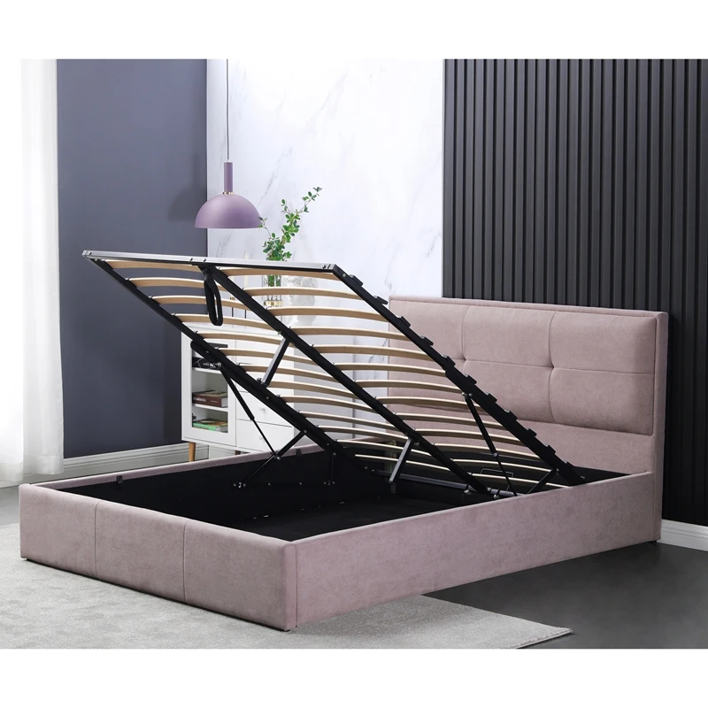 
Декоративная розовая кровать из полиэфирной ткани в современном дизайне с пуговицами на заказ 