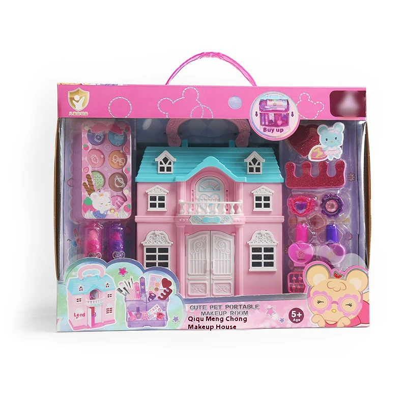 Multi size Fashion Girl Portable Suitcase Princess Washable Cosmetic Kit Baby makeup box kids toy Makeup For Girls