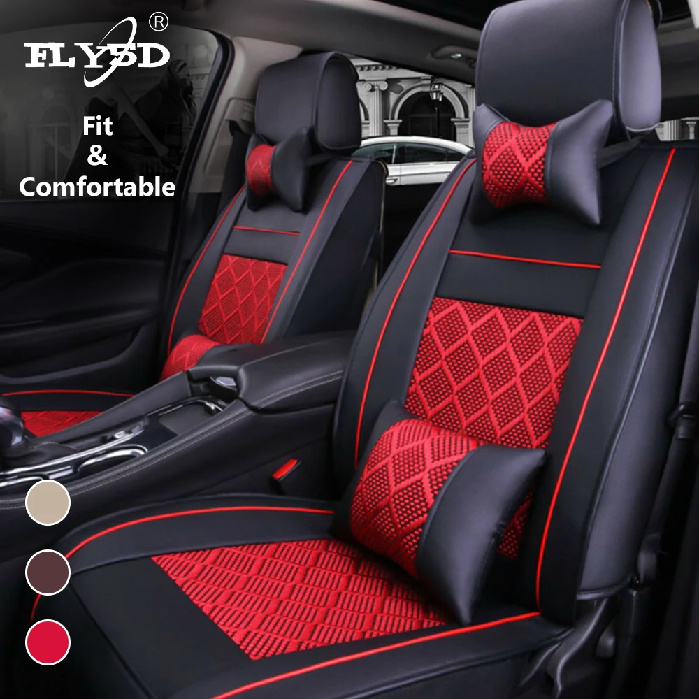  Fly5D оптовая продажа автомобильных светодиодных фар чехлы для сидений автомобиля Универсальный 5-местный искусственная кожа и сетчатый материал протектор подушка