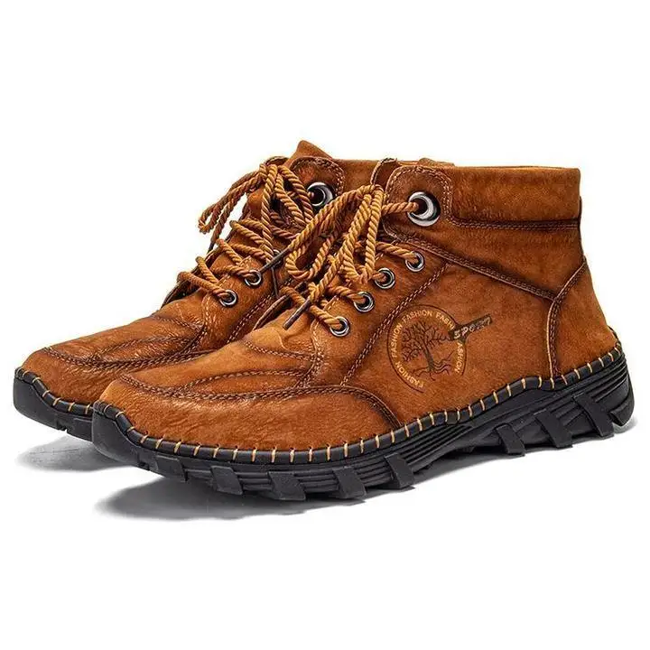 
Men Hand Stitching Outdoor Work Style Microfiber Leather Boots 