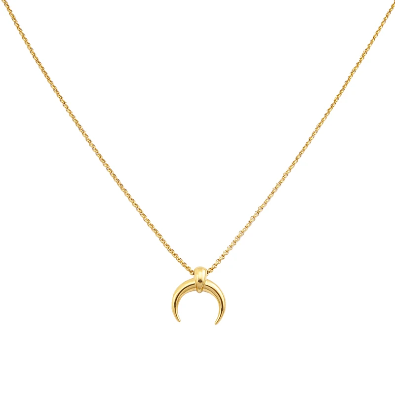 
Minimalist Crescent Moon gold plated Pandent Necklace stainless steel adjustable chain Necklace for Girls 