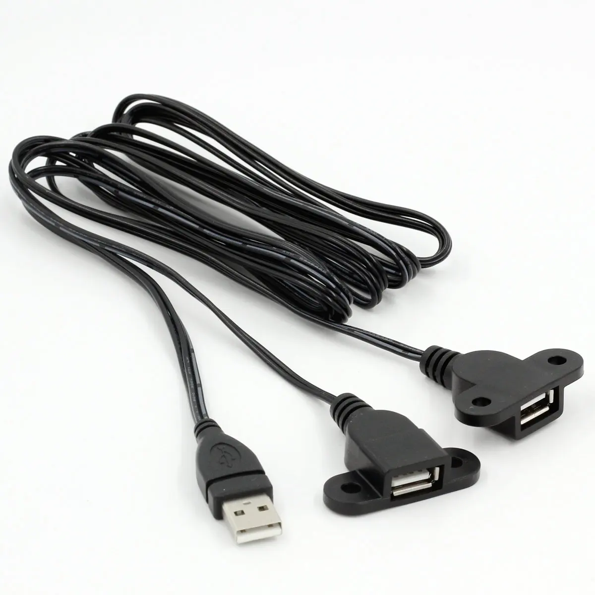 Screw locking USB extension Cable 1 Male to 2 Female Charging Splitter USB panel mount Charge Port 1.5M