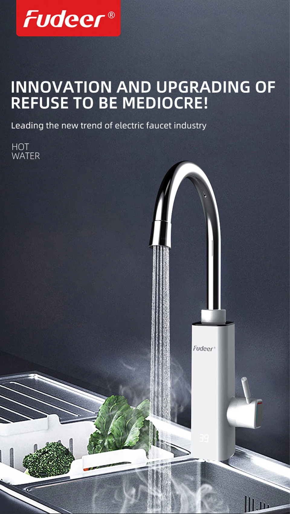 LED digital display kitchen  faucet instant hot water tap electric heating tap instant electric water heater faucet grifos