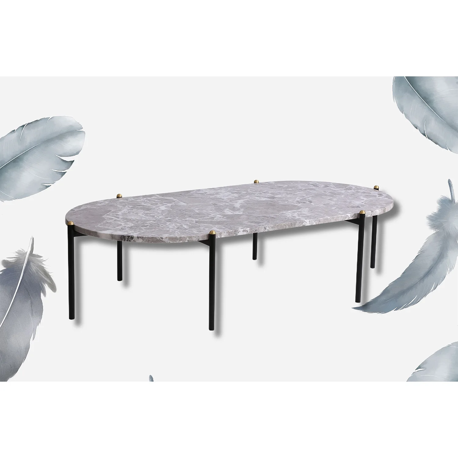 Factory Custom Oval Coffee Table  Home Decor Real Natural  Marble Top Center Tea Table for Living Room