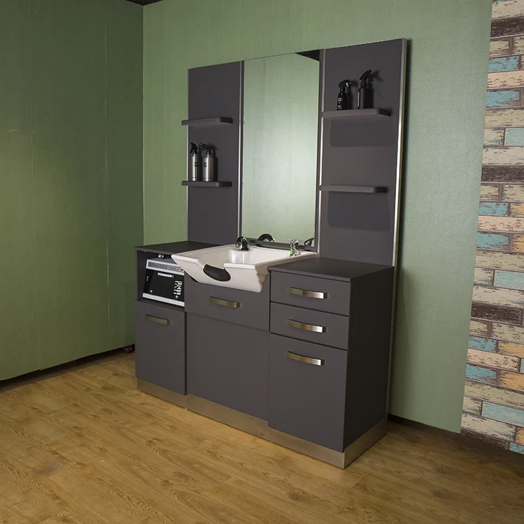 Fashionable style single sided beauty salon mirror hair salon barber  mirror station