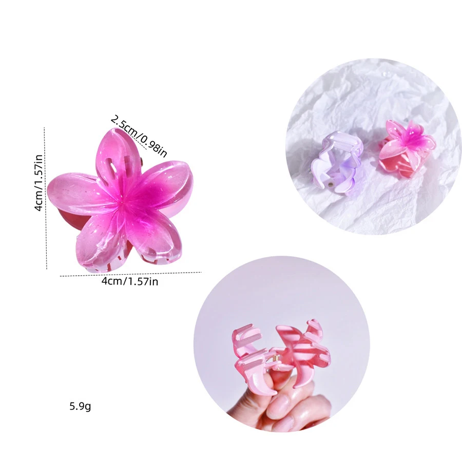 LRTOU Wholesale Summer Women Hair Clips Accessories Geometric Sweet 4CM Fashion Egg Flower Plastic Hair Claw