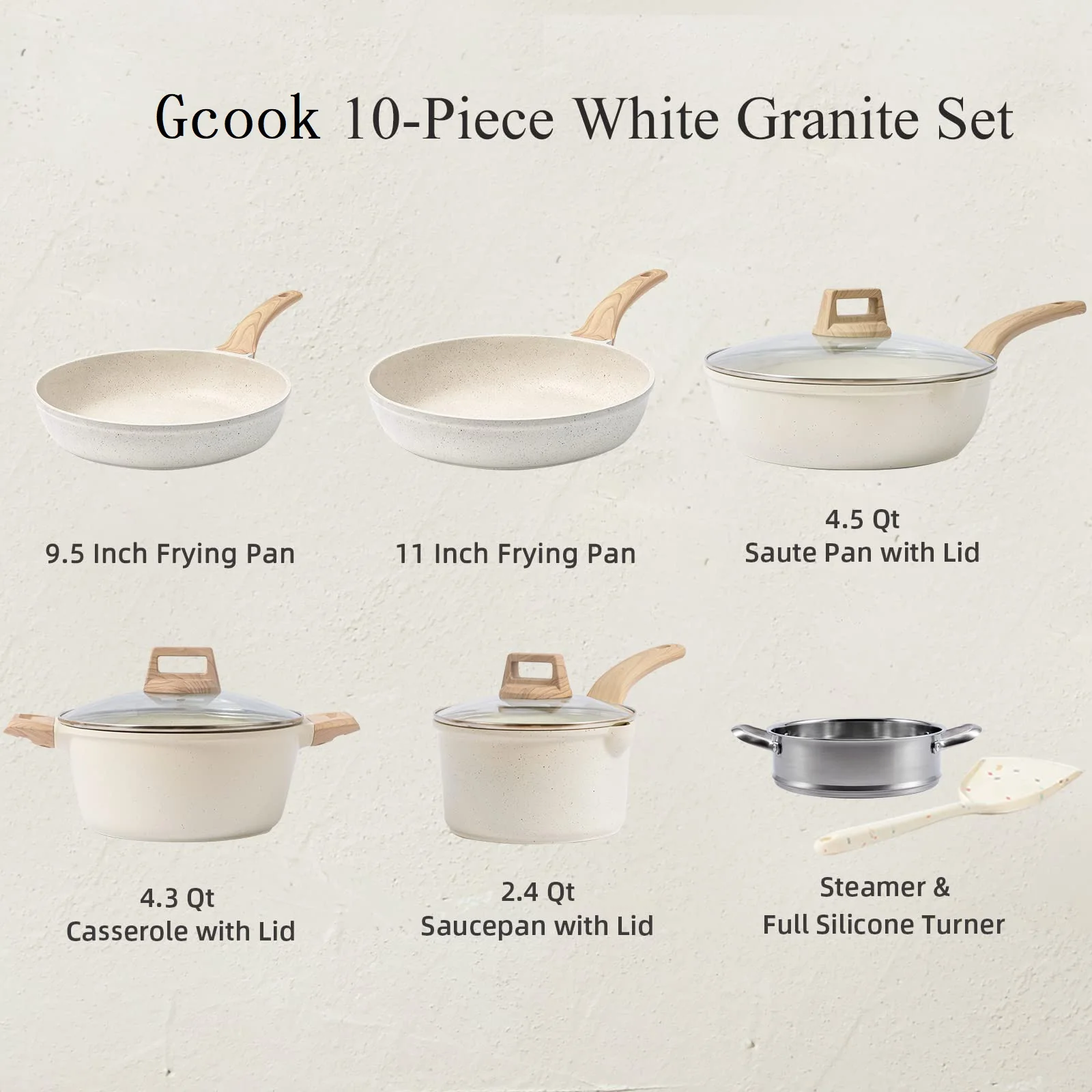 Hot kitchen pots and pans 10Pcs cookware set kitchenware frying pan soup pot spatula set