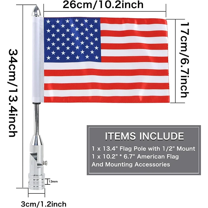 2023 New Product High Quality Rack Luggage Vertical Chrome Pole Mast Kit Fit Thin Motorcycle Flag For Universal Motorcycle Bike