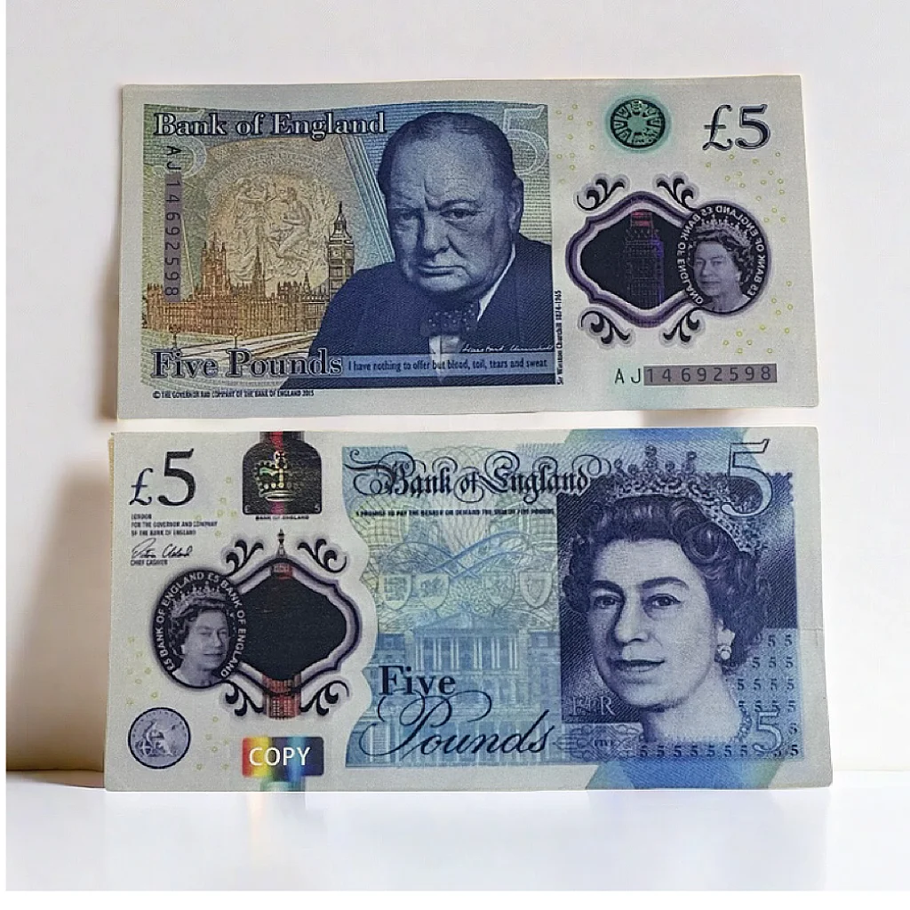 High Quality Custom 5 10 20 50 Pound Notes UK Plastic Bank Notes New Production Party Prop Money Realistic Prop-money