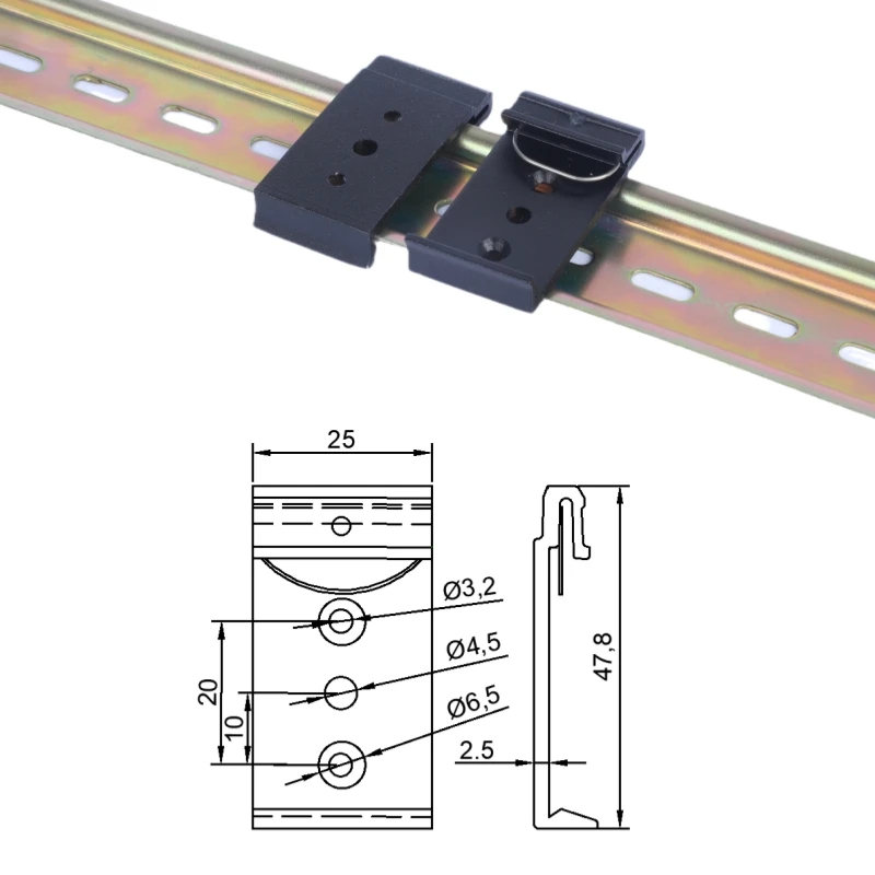 Metal aluminium  guide rail buckle installation bracket buckle guide rail accessory supplier din guide rail installation clip