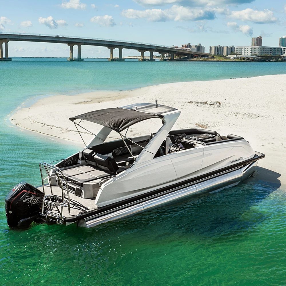 2024 China Manufacturer Fishing Boat Luxury Leisure Pontoon Boat Center Console Yacht For Sale