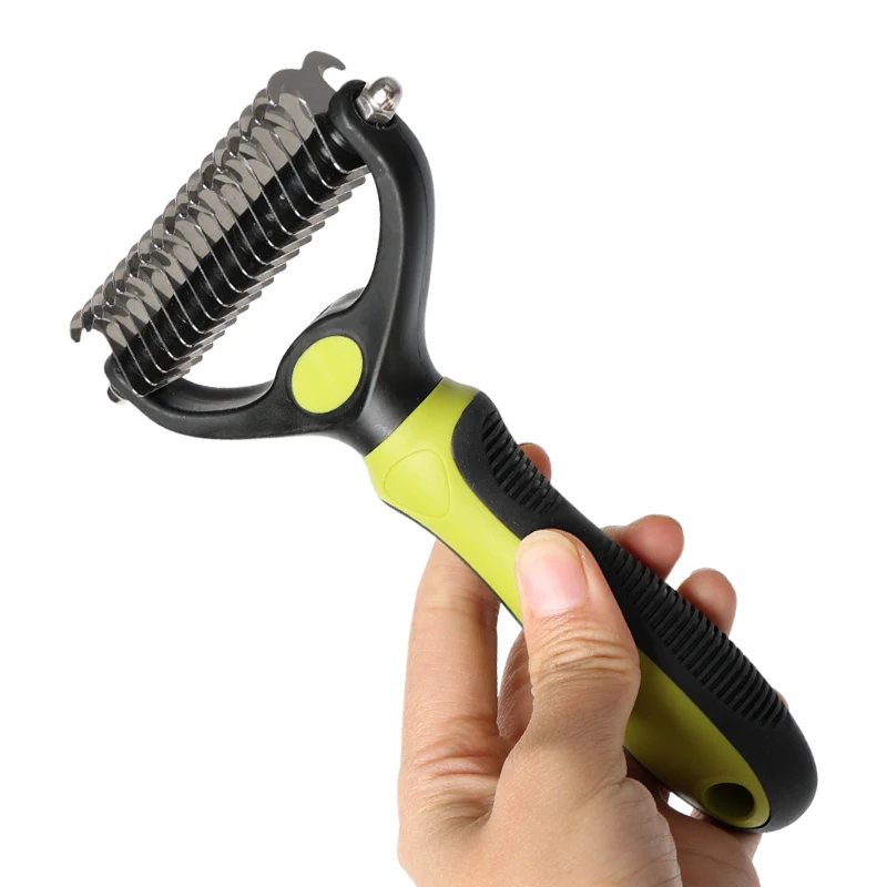 Factory Wholesale Dog brush Pet Hair Remover Double Sided Open Knot Comb Dog Dematting Tool Pet Dematting Rake Comb