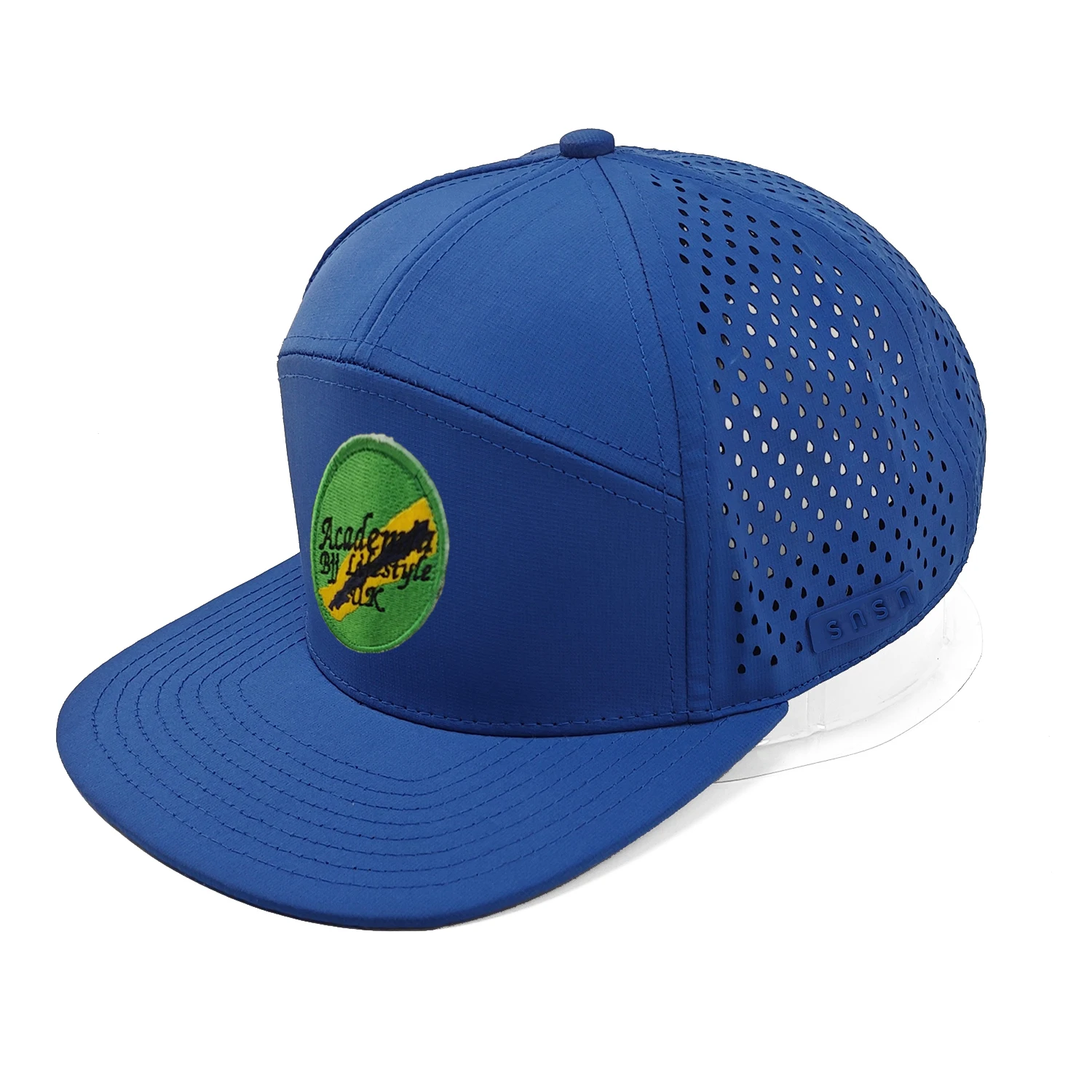 BSCI Custom Patch Logo 5 Panel White Quick Dry Performance Sport Baseball Cap,Laser Cut Hole Golf Gorras,Polyester Rope Dad Hats