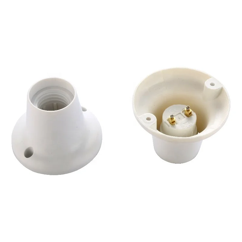 White Color Base Vintage Plastic E27 Lamp Blub Holder With Fire-proof