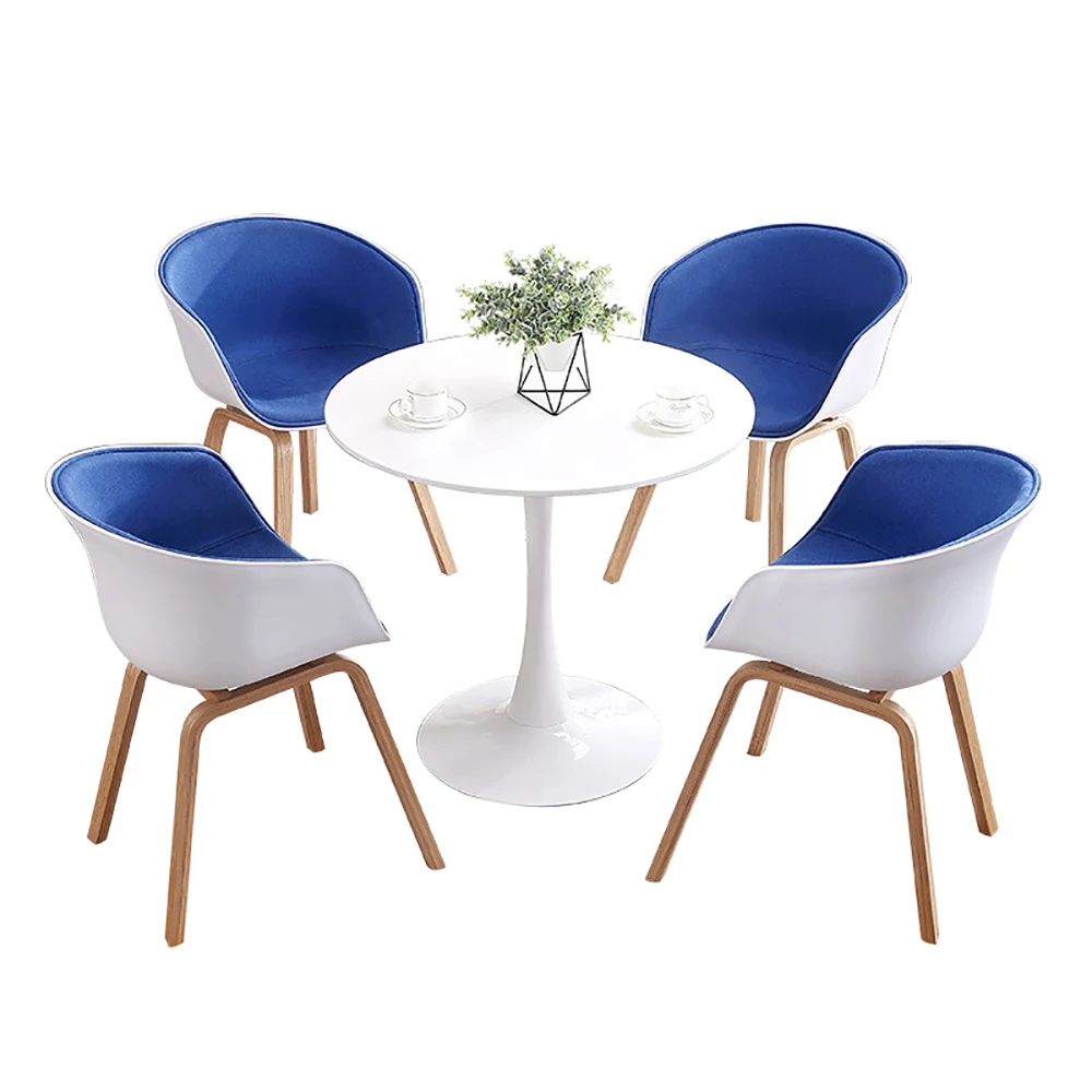 Best seller nordic style quality villa four armchairs and round small patio furniture rattan outdoor dining table