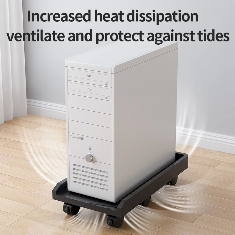 Lockable Casters Aluminum Laptop Stand with CPU Holder Office and Home Cooling for Printer Use on Desk