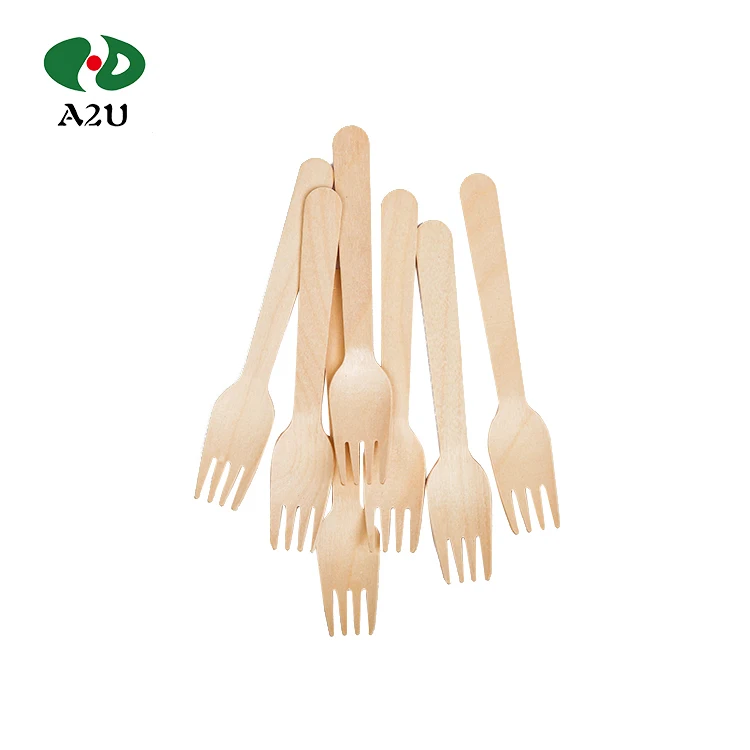 Disposable wooden cutlery fork, for children, can be customized logo colorful, environmentally friendly