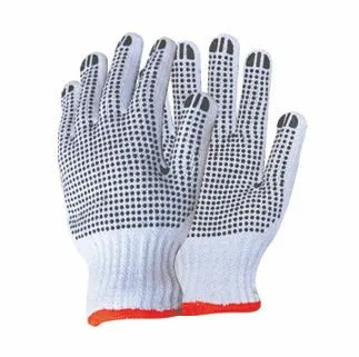 hot sale bleached white cotton knitted pvc dotted hand glove