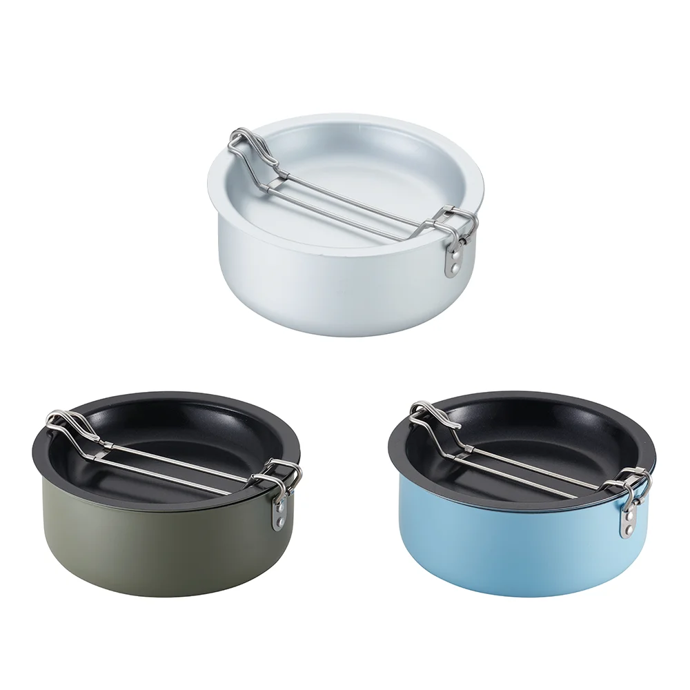 Manufacturer 3Pcs Aluminum Lightweight Pot And Pan Set Portable Outdoor Cookware Camping Cooking Pot Set
