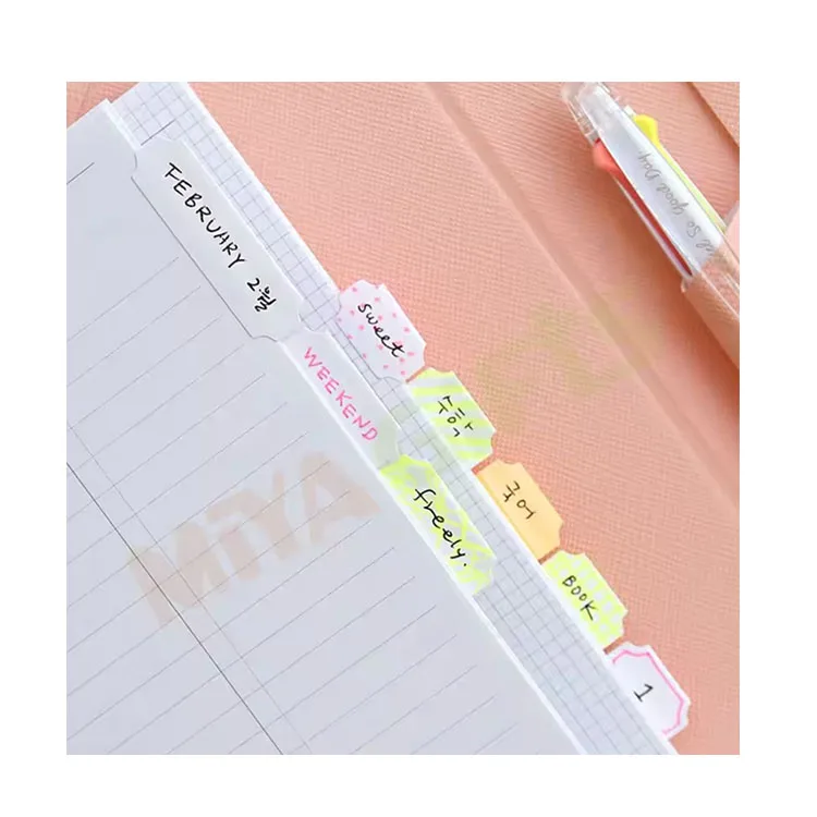 custom blank writable paper cardboard tab divider stickers for planner daily monthly planning