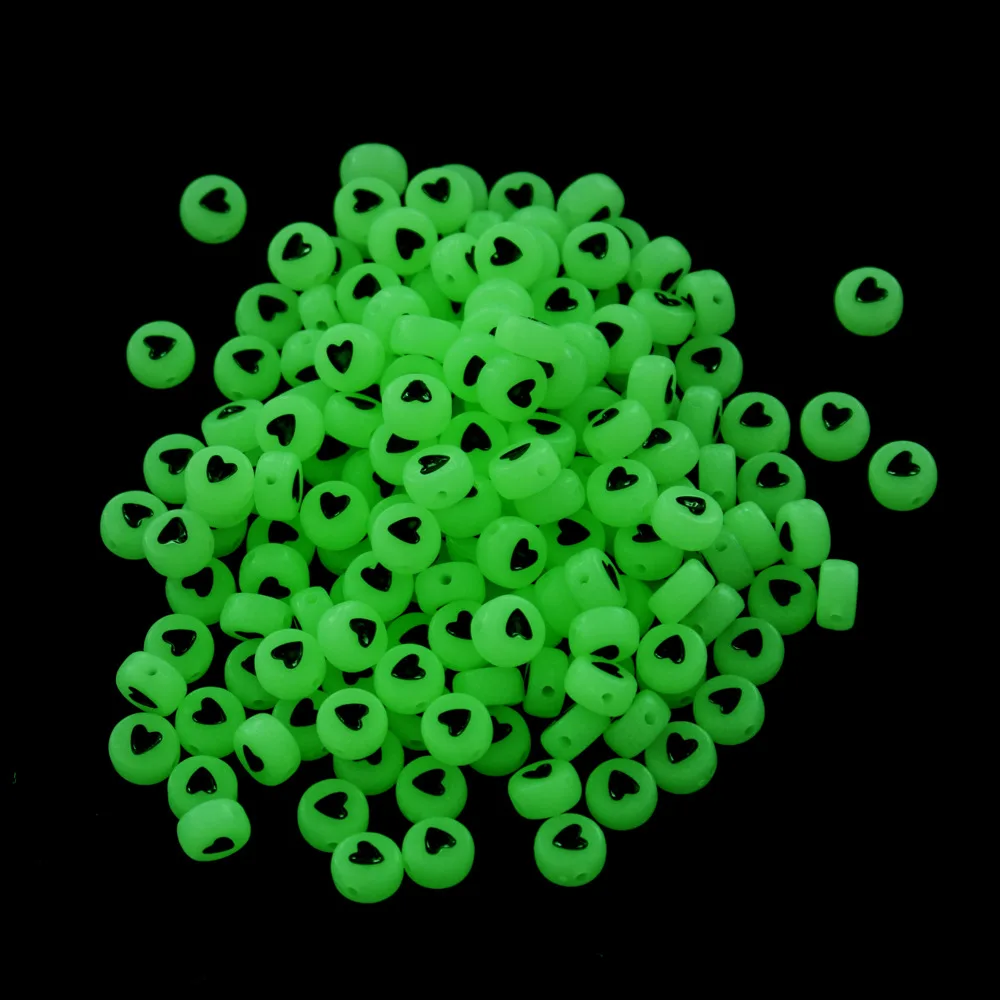 Hesiod 100Pcs/Pack 4*7Mm Hot Selling Acrylic Luminous Colorful Letter Alphabet Beads Glow Dark Accessories