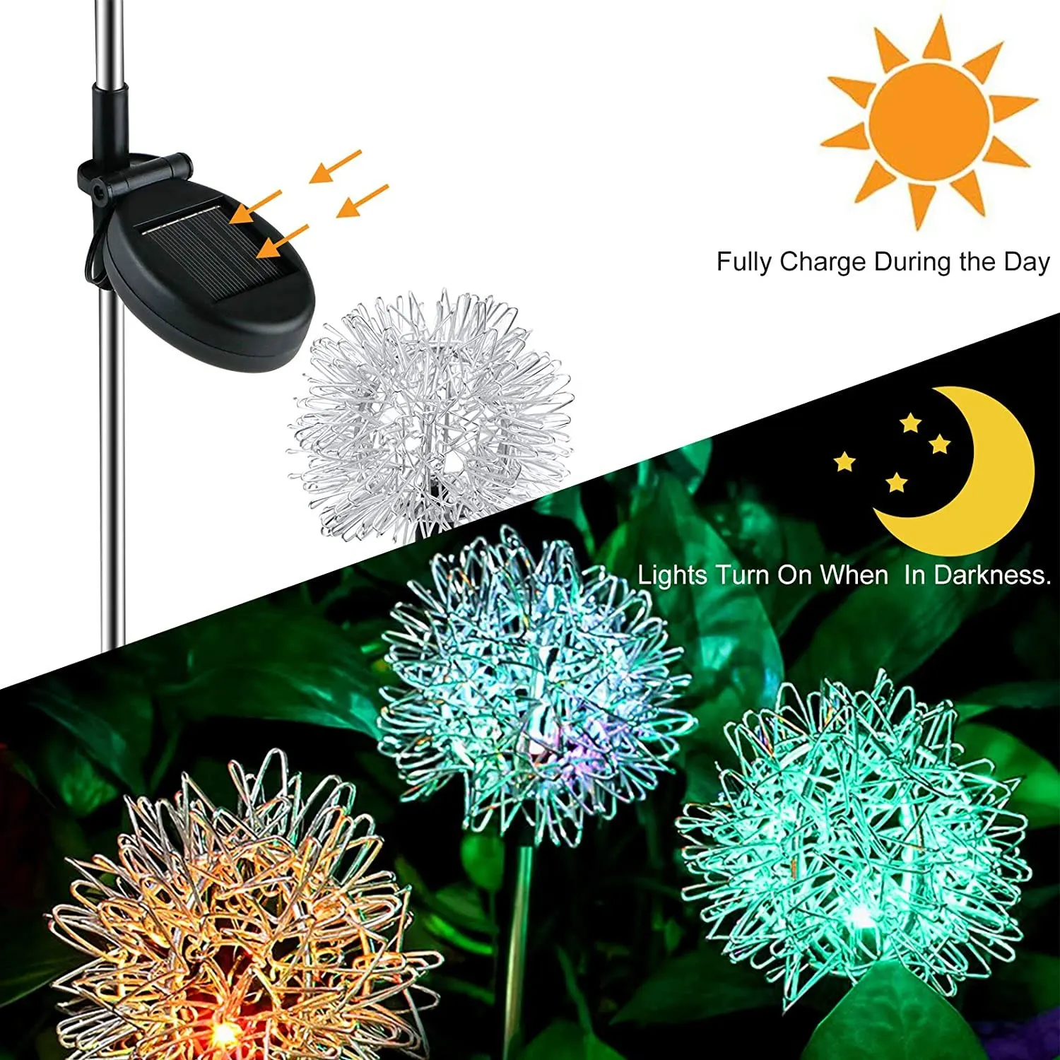 Factory Wholesale LED Flower Dandelion Multicolor Waterproof Stainless Steel Landscape Pathway Yard Flower Garden Lawn Lights