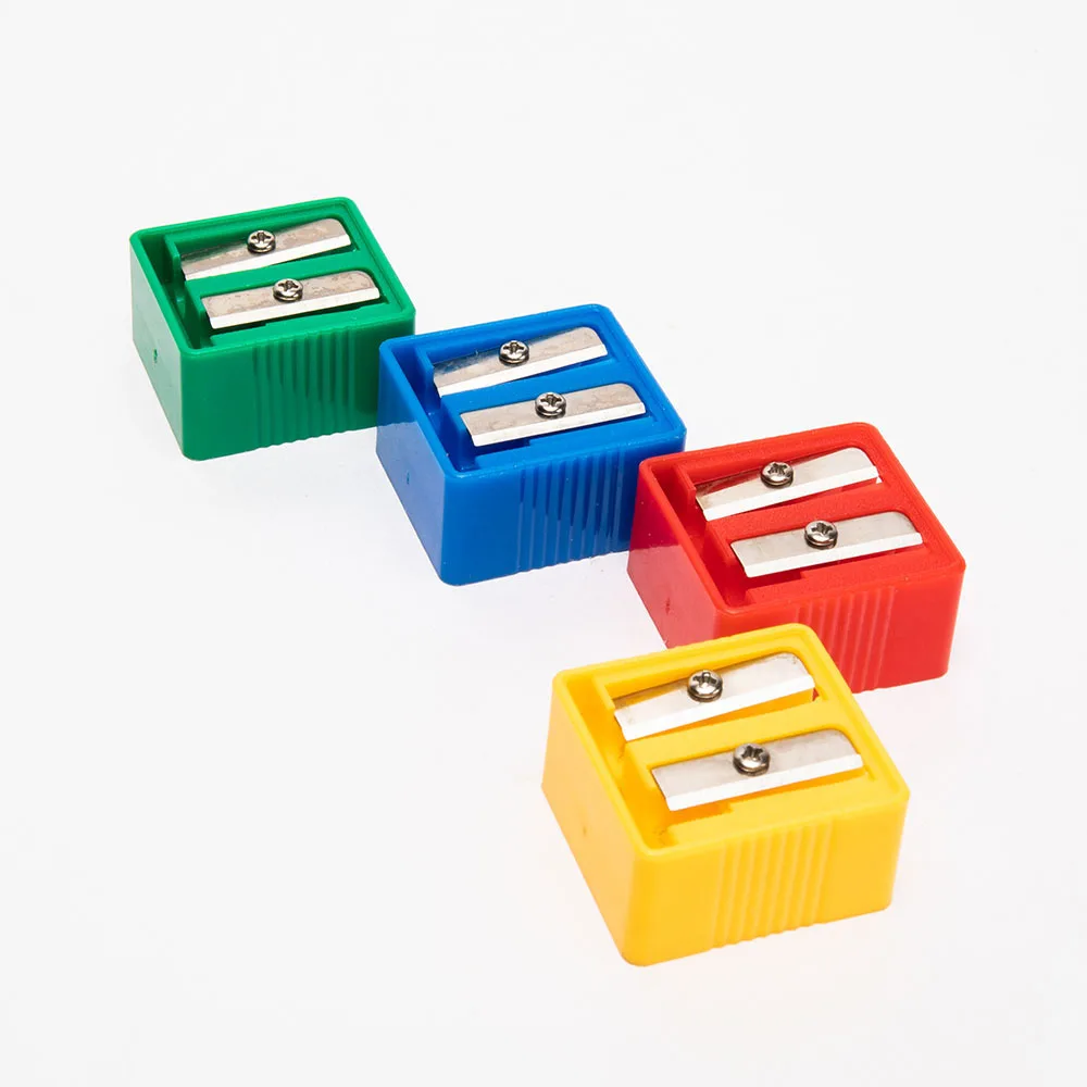 2 отверстия простой черного, красного, синего, желтого, 8 мм Фантазии высокое качество изготовленный на заказ простые школьные детские эксплуатации двойные отверстия точилка для карандашей