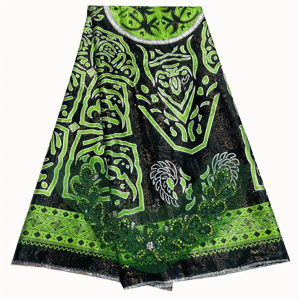 Beautifical African silk Fabrics 2023 Fashion style Nigerian silk satin With collar fabric 5yards for women gowns ML69N13